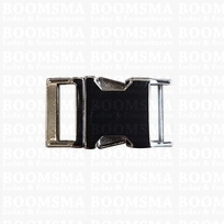 Side release buckle for collars silver fits 16 mm belt, 37 mm total length  (ea)