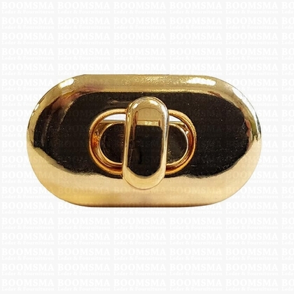 Turn-lock clasp deluxe simple gold 36 × 20 mm, oval  - pict. 1