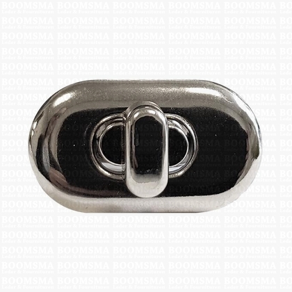 Turn-lock clasp deluxe simple silver 36 × 20 mm, oval (ea) - pict. 1