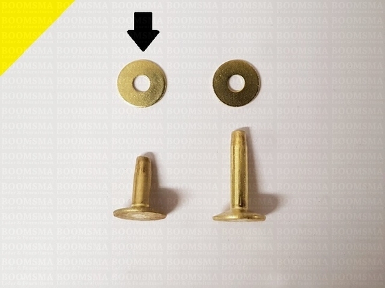 Klinknagels groot  messing/goud 12 mm, (stift + ring) kop Ø 11 mm, stift Ø 4mm (per 10 st.) - afb. 3