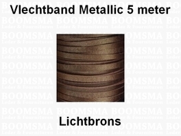 Vlechtband kalfsleder metallic 5 METER LICHTBRONS 3,5 mm (5 meter)