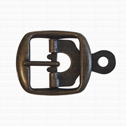 Centre bar buckle with plate small - 20 mm antique brass plated / nearly black 20 mm - pict. 1