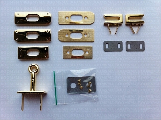 Bagclasp (looks like Hermes) gold turn lock (incl. 2 hooks) total 6 parts (ea) - pict. 3
