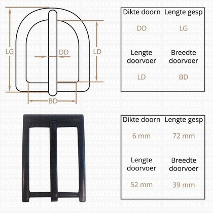 Belt buckle 40 mm gun metal  Zwart (25) - pict. 2