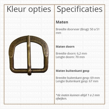 Belt buckle 50 mm antique brass plated 50 mm D-buckle - pict. 2