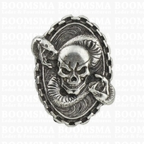 Concho: Biker conchos screw back skull with snake oval