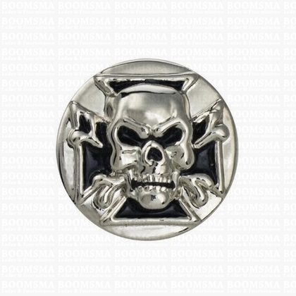 Concho: Biker conchos screw back skull over black cross - pict. 1