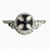 Concho: Biker conchos screw back cross with 'chain' wings