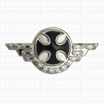 Concho: Biker conchos screw back cross with 'chain' wings