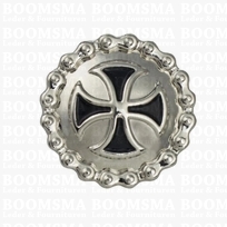 Concho: Biker conchos screw back round chain with little black cross