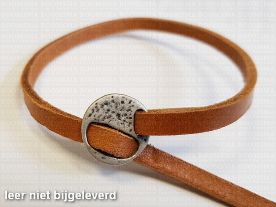 Bracelet closure round Colour: antique silver for 5 mm width material (leather strap or leather lace) - pict. 1