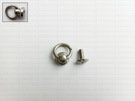 Button stud with ring antique/mat silver  matte silver Ø 10 mm (inside ring), total height with ring 15 mm (per 10 pieces) - pict. 2