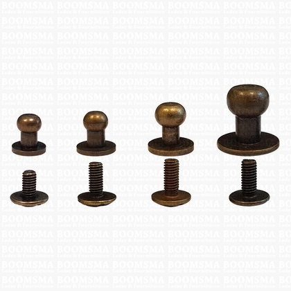 Button studs antique brass plated MINI  A: bal Ø 5 mm - B: 3 mm, C: total height 7 mm  (per 10) - pict. 1
