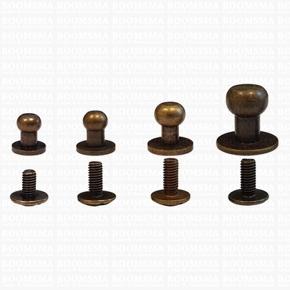 Button studs antique brass plated MINI  with short screw (per 10 pcs.) - pict. 1