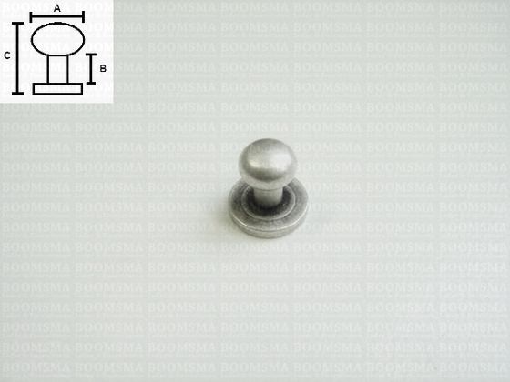 Button studs antique/mat silver  LARGE  (per 10 pcs.) - pict. 2