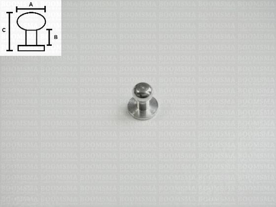 Button studs silver MEDIUM  A: bal Ø 6 mm - B: 4 mm, C: total height 9 mm (per 10) - pict. 2