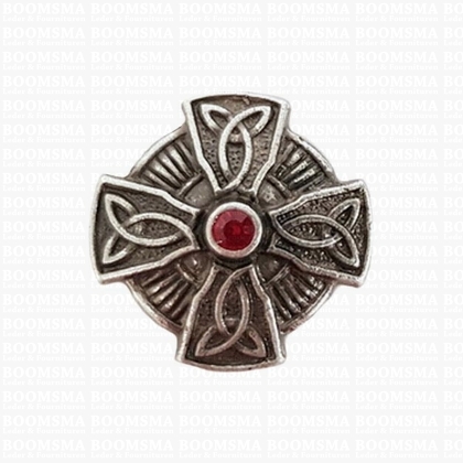 Concho: Celtic conchos screwback Robijn Celtic cross ruby (red) (ea) Ø 2,6 cm - pict. 1