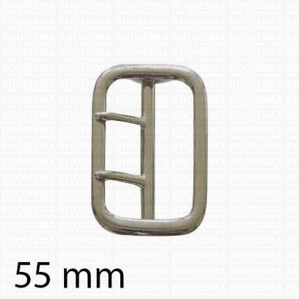 Center bar buckle with two pins silver 55 mm  - pict. 1