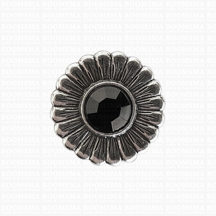 Concho: Concho's with red or black 'stone' Flower Ø 25 mm BLACK - pict. 1