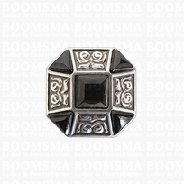 Concho: Concho's with red or black 'stone' Octagon 24 mm x 24 mm BLACK