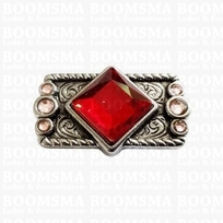 Concho: Concho's with red or black 'stone' Rectangle 32 mm x 20 mm RED