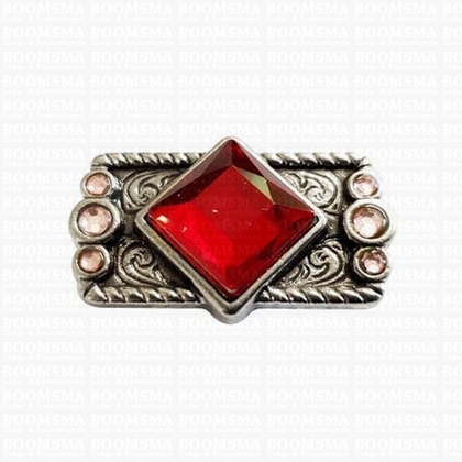 Concho: Concho's with red or black 'stone' Rectangle 32 mm x 20 mm RED - pict. 1