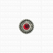 Concho: Concho Ted with red 'stone' 12 mm (1/2'' inch) (5 mm stone)