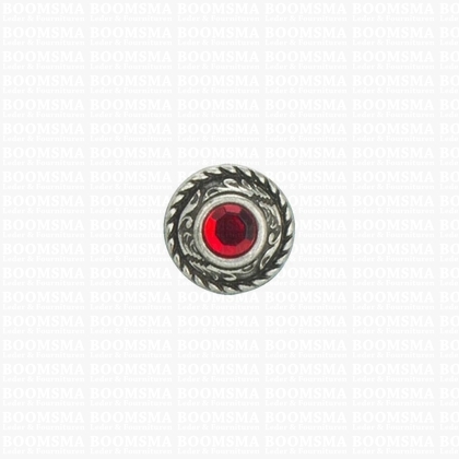 Concho: Concho Ted with red 'stone' 12 mm (1/2'' inch) (5 mm stone) - pict. 1