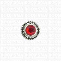 Concho: Concho Ted with red 'stone' 16 mm (5/8'' inch)  (9 mm stone)