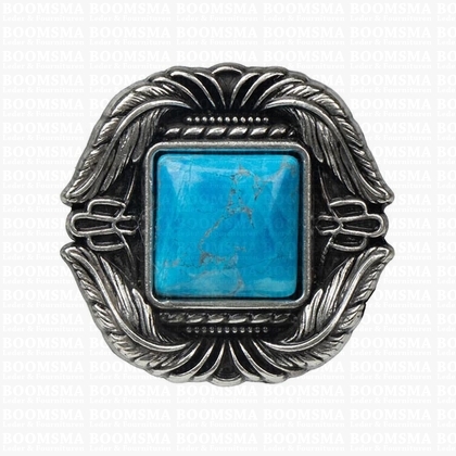 Concho Feathers with turquoise 'stone' square large 32 × 32 mm - pict. 1