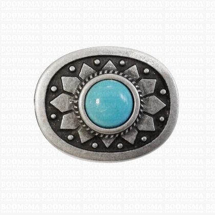 Concho: Concho with rivet  with turquoise stone (imitation) colour: antique silver (ea) - pict. 1
