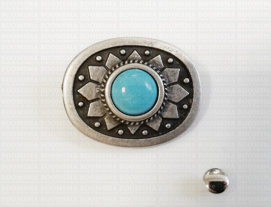 Concho: Concho with rivet  with turquoise stone (imitation) colour: antique silver (ea) - pict. 2
