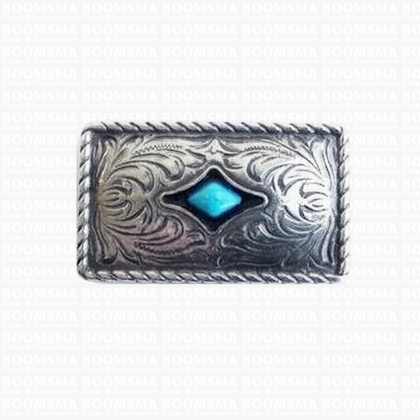 Concho: Conchos with turquoise 'stone'  prairie dust rectangle  20 × 35 mm - pict. 1