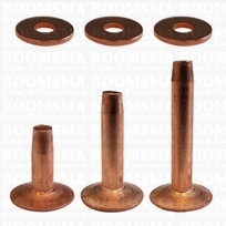 Rivets and burrs large brass (red) 12 mm, (rivet + burr)  cap Ø 11 mm, pin Ø 4mm (per 10)
