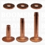 Rivets and burrs large brass (red) 20 mm, (rivet + burr)  cap Ø 11 mm, pin Ø 4mm (per 10)