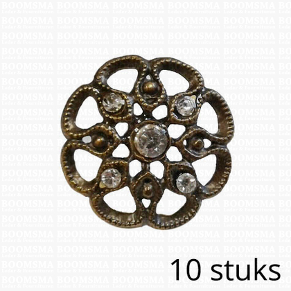 Decoration with split pin 29 mm with synthetic crystals colour: L. Bronze 10/pk - pict. 1