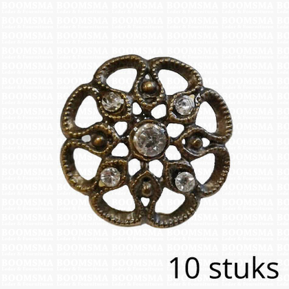Decoration with split pin 29 mm with synthetic crystals colour: L. Bronze - pict. 1