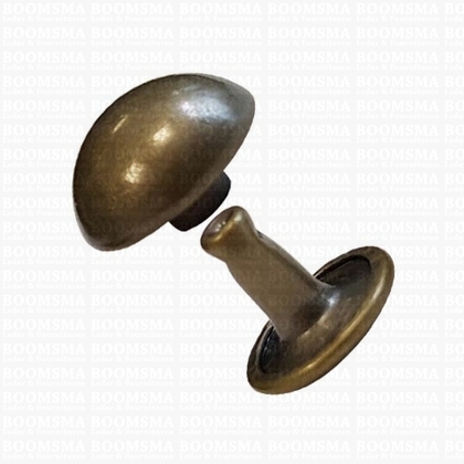Rivets: Domed rivet antique brass plated Ø 10 mm, pin 7 mm (per 10) - pict. 1