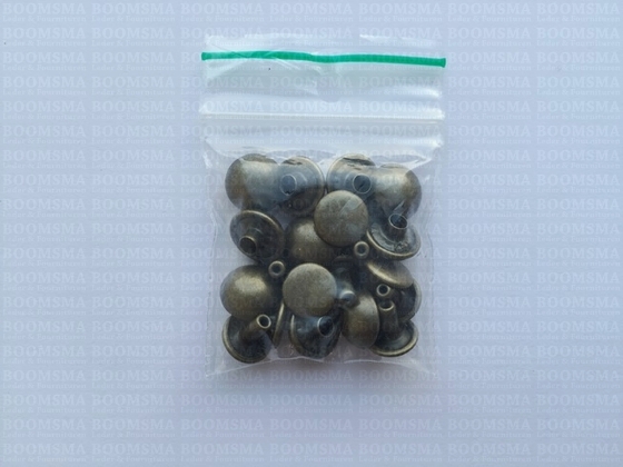 Rivets: Domed rivet antique brass plated Ø 10 mm, pin 7 mm (per 10) - pict. 3