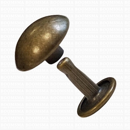 Rivets: Domed rivet antique brass plated Ø 12 mm, pin 9 mm (per 10) - pict. 1