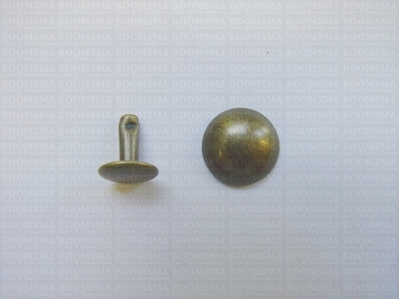 Rivets: Domed rivet antique brass plated Ø 12 mm, pin 9 mm (per 10) - pict. 2