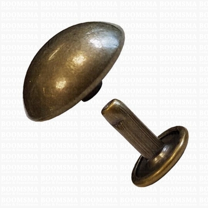 Rivets: Domed rivet antique brass plated Ø 15 mm, pin 9 mm (per 10) - pict. 1