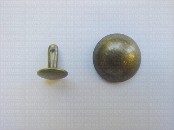 Rivets: Domed rivet antique brass plated Ø 15 mm, pin 9 mm (per 10) - pict. 2