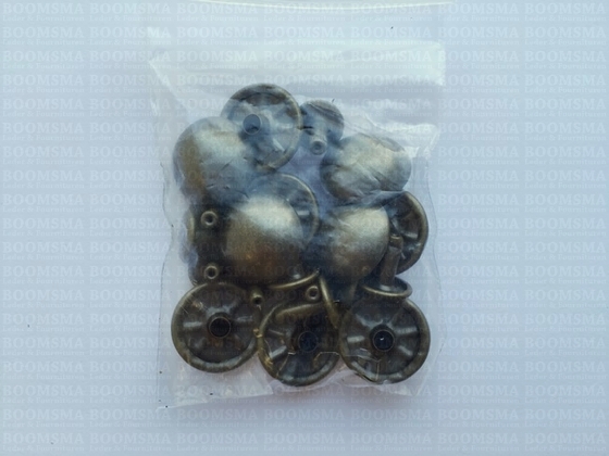Rivets: Domed rivet antique brass plated Ø 15 mm, pin 9 mm (per 10) - pict. 3