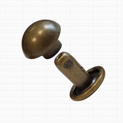 Rivets: Domed rivet antique brass plated Ø 7 mm, pin 6 mm (per 10) - pict. 1
