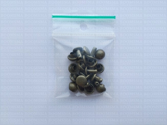 Rivets: Domed rivet antique brass plated Ø 7 mm, pin 6 mm (per 10) - pict. 3