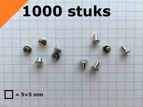 Rivets: Double cap rivets 000/2 silver cap Ø 5 mm, pin 4,5 mm, 2 mm width (per 1.000) - pict. 1