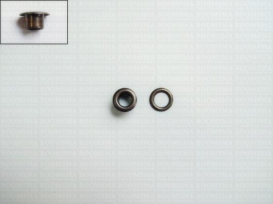 Eyelets: Eyelet 1054R + washer antique brass plated 7,5 × 4 × 5,5 mm (width × hole × height), art. 1054R + washer (per 1000 (M/pk)) - pict. 2