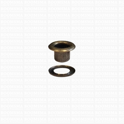 Eyelets: Eyelet 1054R + washer antique brass plated 7,5 × 4 × 5,5 mm (width × hole × height), art. 1054R + washer (per 1000 (M/pk)) - pict. 1