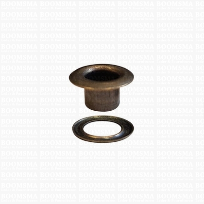 Eyelets: Eyelet 1351R + washer antique brass plated 9,8 × 5 × 5.5 mm (widht × hole × hight) , 1351R + washer (per 1000 (M/pk)) - pict. 1